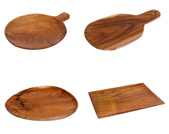 Teak breakfast board, cutting board, serving plate, wooden snack board, serving board with handle, tray, teak serving tray, unique piece
