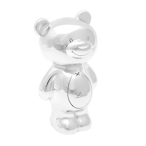 Spardose Sparschwein Silber Bagger Fußballschuh Ente Bär Trecker Mit Gravur Süße Sparbüchse für Kinder Geburtstag Baby Taufe Geburt Geschenk