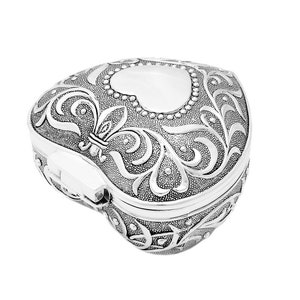 Jewelry box in heart shape antique silver jewelry box silver plated heart jewelry box jewelry box engraving ring case box box image 4