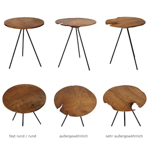 Side table teak 3-leg tropical wood table top teak flower stool bedside table vintage solid teak table noble with iron frame coffee table