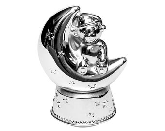 Design music box bear made of silver-plated metal tarnish-proof baby music box melody good evening good night money box money box bear music new