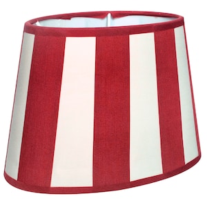 B-stock abat-jour de table rayé E27 rayures noir ovale bleu gris rouge bleu blanc beige abat-jour lampe Rot - Creme