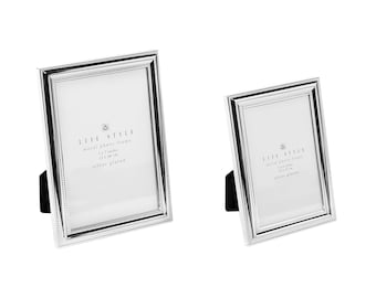 Tavelram, fotoram, försilvrad, kupolformad, med pärleffektkant, metall, 10x15 cm (13x18 cm), glas, foto, pärlram, silver, bild, present, bröllop, ny