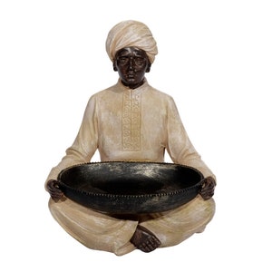 Moor man with bowl decorative figure made of polyresin tealight holder colonial style exotic tealight holder tealight candle holder bowl decoration Indian