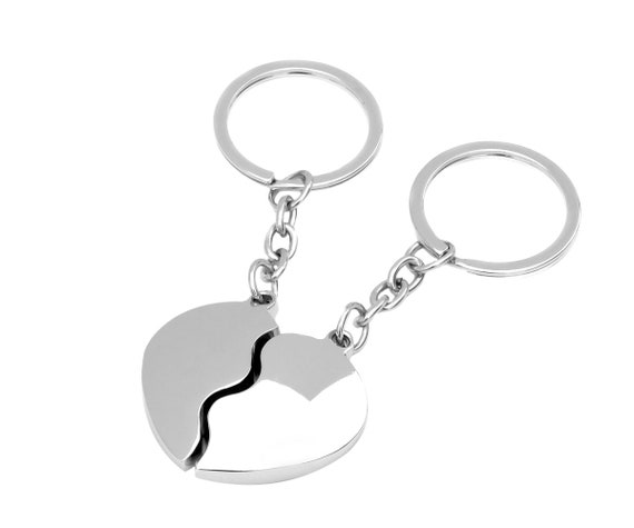 Schlüsselanhänger /" Broken Heart /" 2 Herzhälften mit Gravur