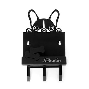 Design dog coat rack with name metal dog station coat rack for dog leashes 3 wall hooks key rack key board animal coat rack