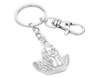 Design Keychain Guardian Angel Made of Metal Silver Plated Start Protected Angel Pendant Guardian Angel Figure Key Ring Lucky Charm Noble