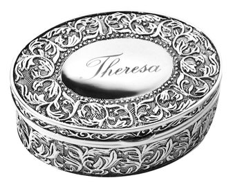 Edle Schmuckschatulle Schmuckkasten Schmuckkästchen Schmuck Box Dose Silber Samt Kasten Schmuckbox Schmuckdose Kästchen versilbert Blumen