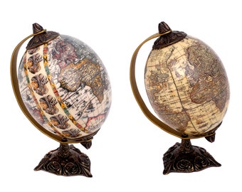 Antique globe réel oeuf d'autruche globe décoration stand figure terre globe oeuf Afrique Big 5 carte antique décoratif oeuf d'autruche figure