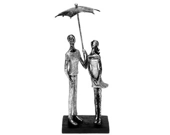 Abstract sculptures lovers figure with umbrella made of artificial stone couple statue decorative figure decorative object standing figure decoration love engagement