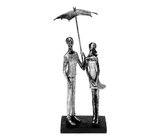 Skulptur Art Liebe Holz & Alu Dekofigur Figur Paar Kunst modern abstrakt 26 cm 