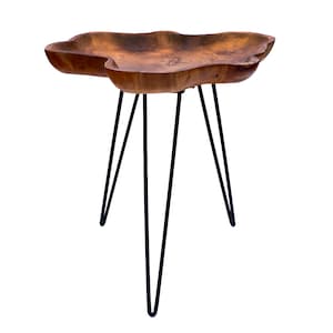 Design living room table teak with edge tray table top teak metal frame coffee table tray table unique robust wood side table