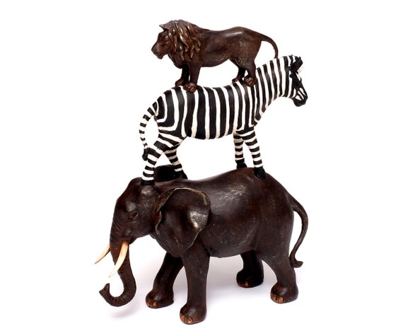 Figurines 9 animaux Afrique du Sud ; jouets en plastique safari zèbre lion