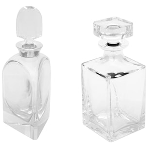 Jarra de cristal para whisky de diseño refinada con decantador de whisky de plata auténtica, botella de cristal, jarra de cristal plateada fina de 1000, para servir brandy