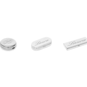 Pillendoosje metalen medicijndoosje voor op reis pillendoosje met gravure pillendoosje zilver verchroomd pillendoosje voor onderweg pillendoosje