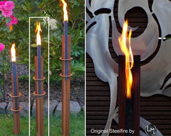 Torcia da giardino STEELFIRE Double O-100 Design per esterni in [patina ruggine] torcia in cera