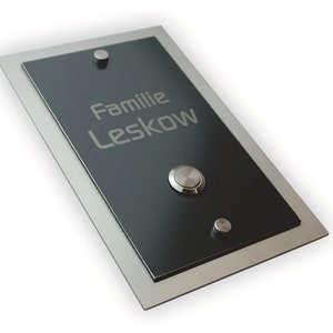 Bell plate made of brushed stainless steel 1.4301 and aluminum panel with engraving front door bell bell plate Leskow metal design