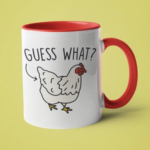 Lustige Kaffeebecher, Witz Geschenk, Tassen für Männer, Guess Wha? Chicken Butt