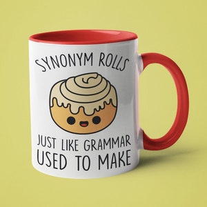 Gramática taza, Inglés Maestro Regalo, Gramática Policía, Sinónimos Rollos al igual que la gramática utilizada para hacer