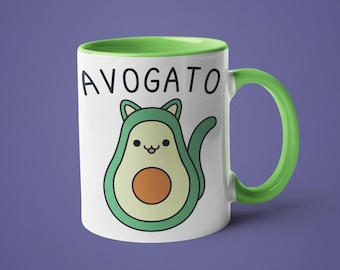 Avogato Mug: Funny Avocado Cat Lover Gift