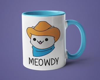 Cat Mug, Cat Lover Gift, Gifts for Cowboys, Funny cat Mug, Meowdy