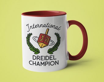 International Dreidel Champion Mug: Funny Hanukkah Gift