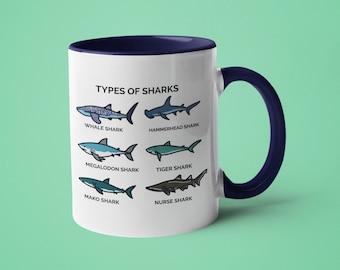 Shark Mug, Shark Lover Gift, Mugs for Men, Types of Sharks