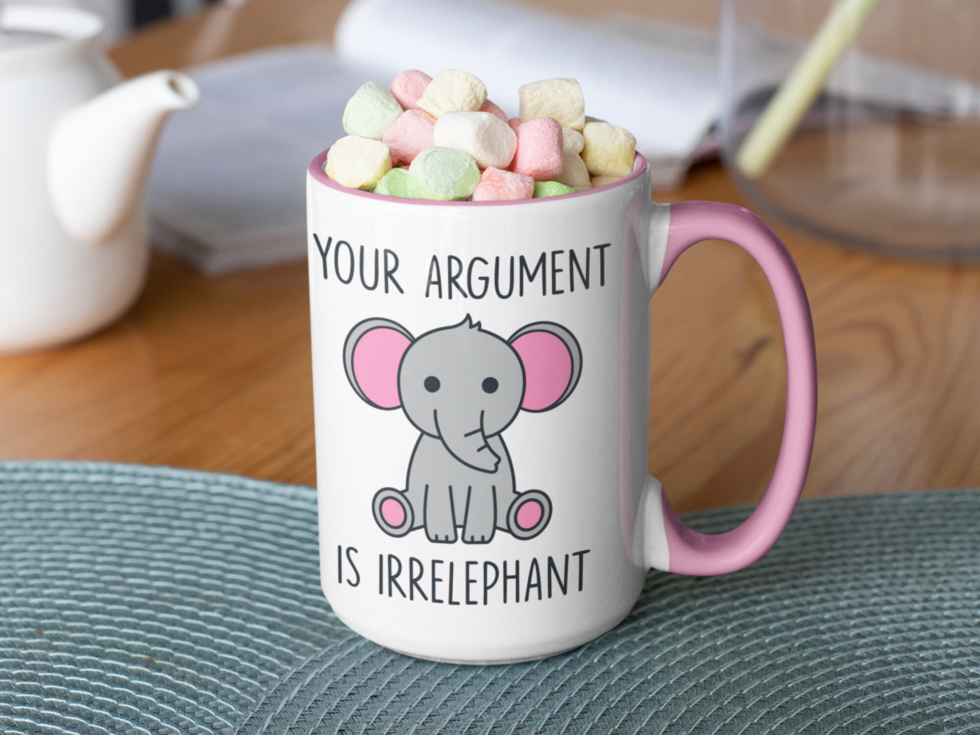 Elephant Mug, Cute Coffee Mug, Your Argument is Irrelephant