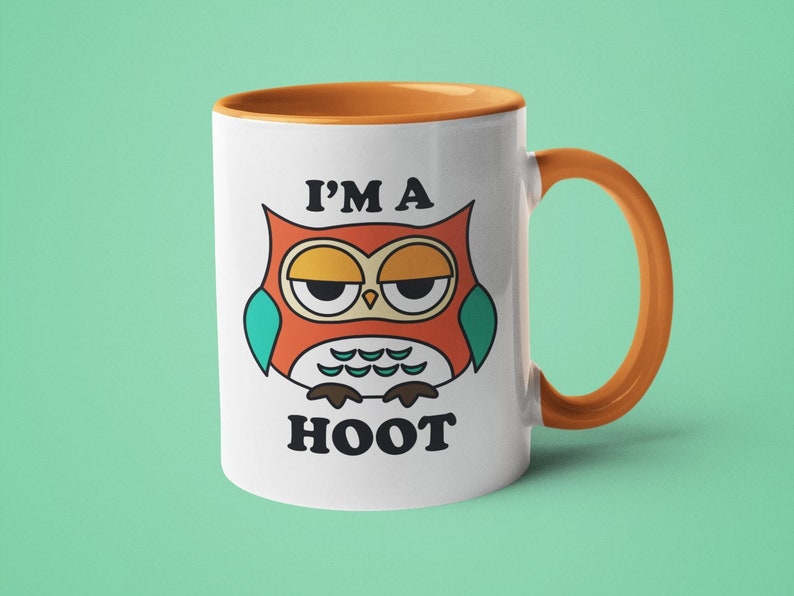 Owl Mug, Sarcastic Gift, Teacher Mug, I'm a Hoot 11oz orange handle