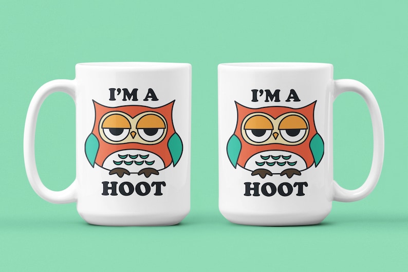 Owl Mug, Sarcastic Gift, Teacher Mug, I'm a Hoot 15oz white