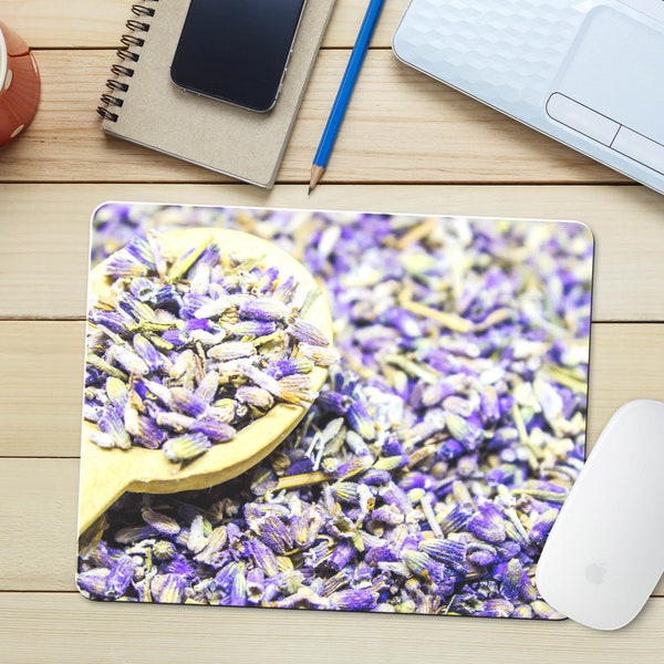 Lavender Aromatherapy Flower Herb Mouse Pad, Cosmetology Spa Massage Therapy Mousepad for Office School, Gift for Her, Metaphysical Gift