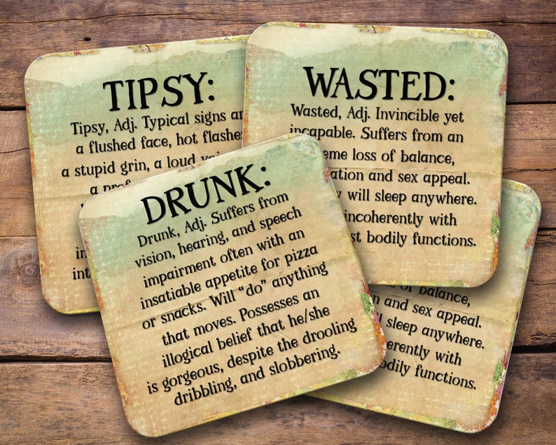Drunk Tipsy Wasted Plastered Hilarious Coaster Set Funny Etsy