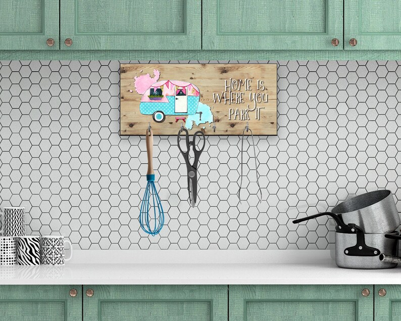 Camping Lake House Key Holder for Wall Home is Where You Park Etsy