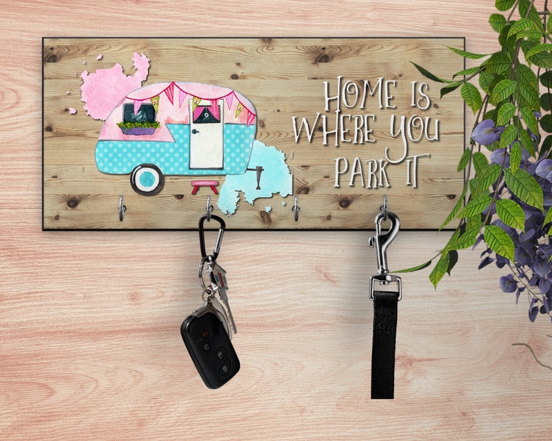 Camping Lake House Key Holder for Wall Home is Where You Park Etsy