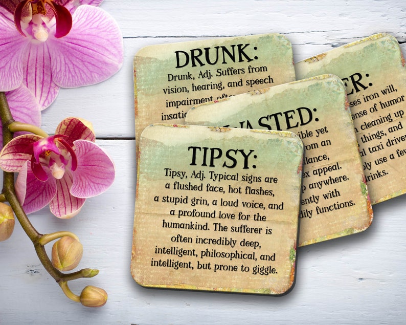 Drunk Tipsy Wasted Plastered Hilarious Coaster Set Funny Etsy