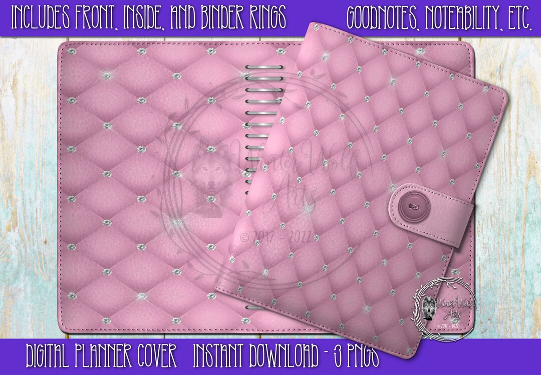 Tufted Notebook Pink Diamond Tufted Bling Digital Planner Cover, Transparent PNG ...