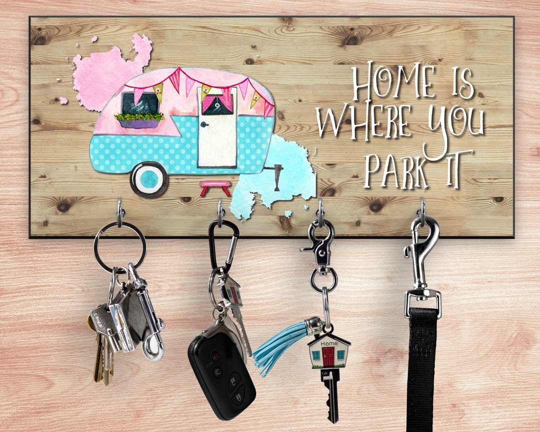 Camping Lake House Key Holder for Wall Home is Where You Park Etsy