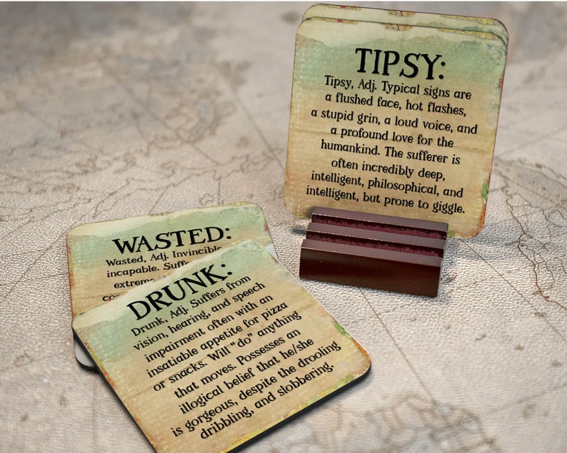 Drunk Tipsy Wasted Plastered Hilarious Coaster Set Funny Etsy