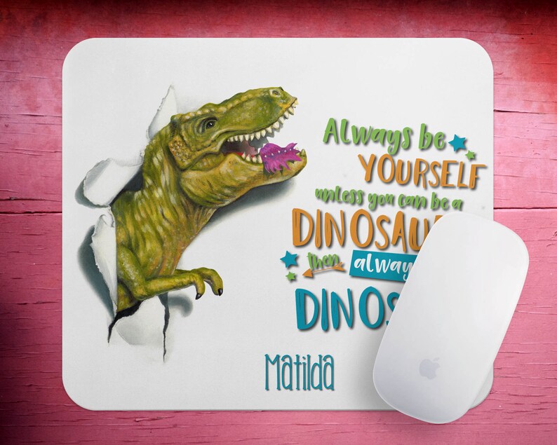 Always Be a Dinosaur Watercolor Dino Mousepad for Office Etsy