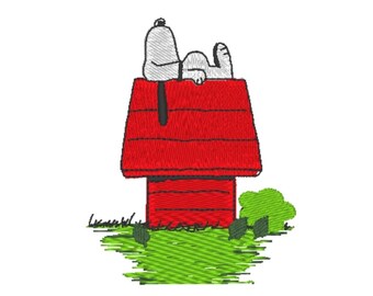 Snoopy Home, Stickmotive, fiktive Figur, digitaler Datei-Download, Maschinenstickerei, Rahmen 4 x 4, Rahmen 5 x 7, groß 8 Zoll