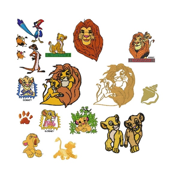 The Lion King,Embroidery Designs,17 Machine Embroidery Designs,Files 7 Formats PES,Pe File,Dst,Exp,Hus,Jef,Vp3,Xxx Instant DOWNLOAD