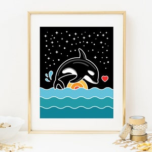 Orca Breaching Digital Print. Orca art. Killer whale art. Orca lover. Whale lover. Whale digital print. Orca wall art. Orca digital art