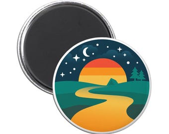 Moonlight Camping Magnet. Camping fridge magnet. Nature fridge magnet. Hiking fridge magnet. Travel fridge magnet