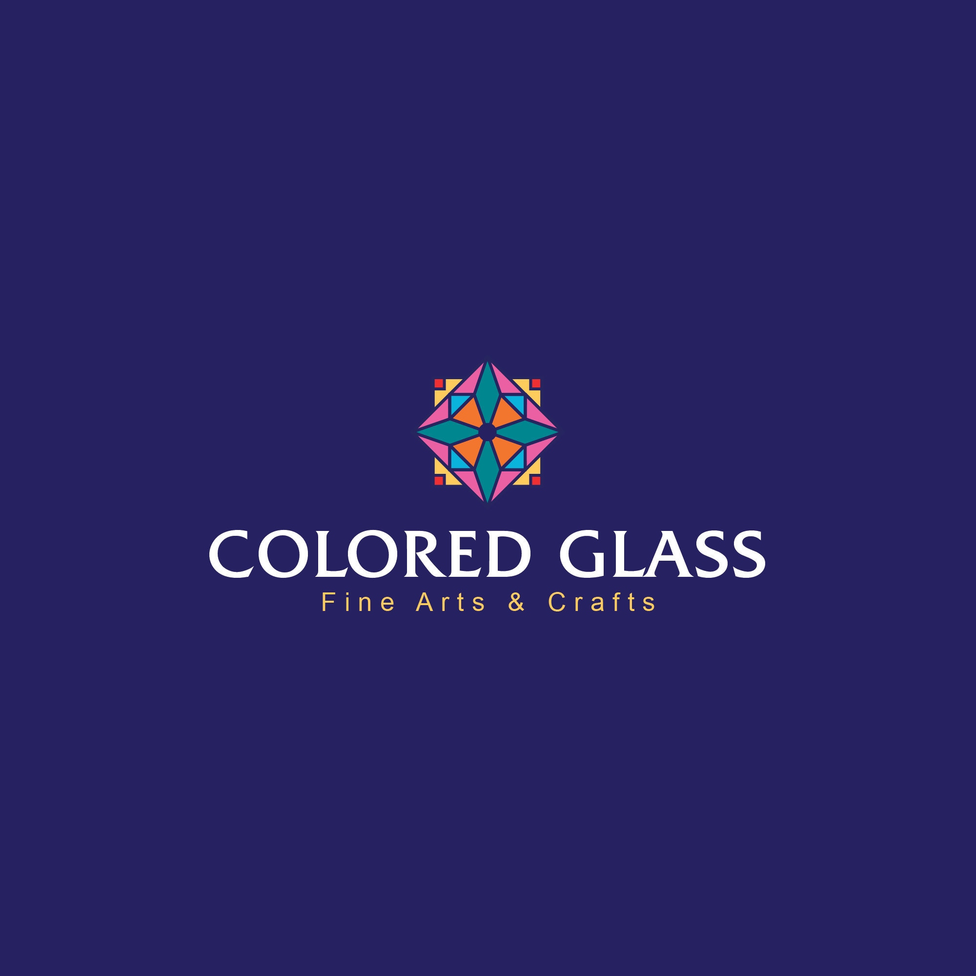 Colored Glass Logo. Stained Glass Logo Design. Stained Glass Premade Logo Template. Art Gallery