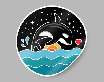Orca Breaching Sticker. Orca sticker. Killer whale sticker. Tilikum sticker. Orca vinyl sticker. Orca sticker waterproof. Orca sticker label