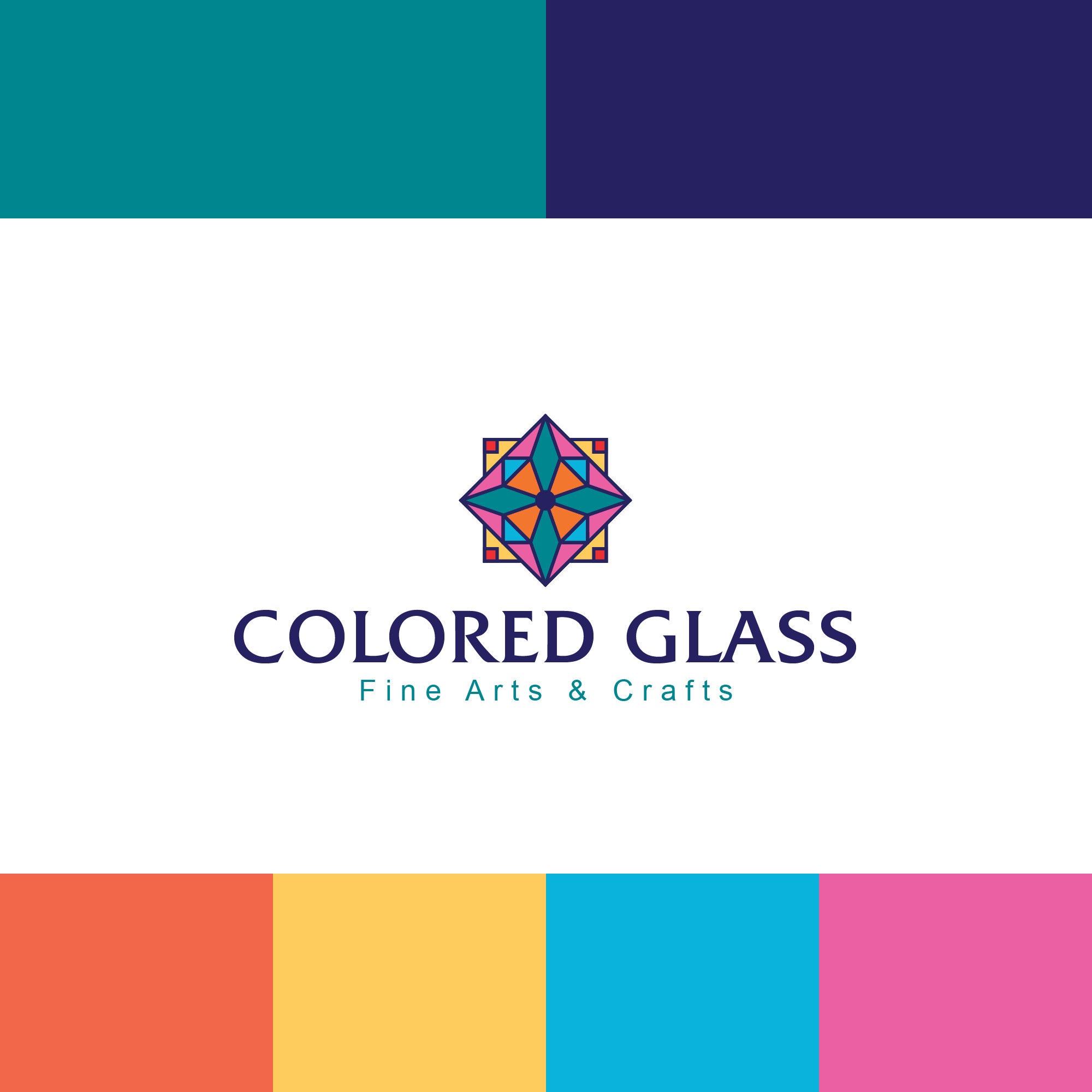 Colored Glass Logo. Stained Glass Logo Design. Stained Glass Etsy