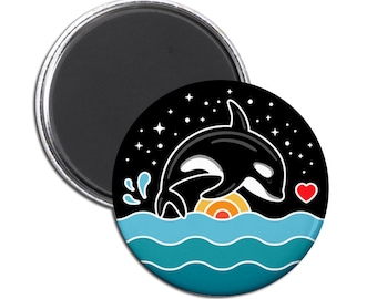 Orca Breaching Magnet. Orca art. Killer whale art. Orca lover. Whale lover. Tilikum. Whale art. Ocean art. Ocean magnet. Whale magnet.