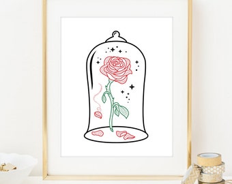 Beauty & The Beast Digital Print. Beauty and the beast art. For beauty is found within. Beauty and the beast rose. Beauty and the beast svg