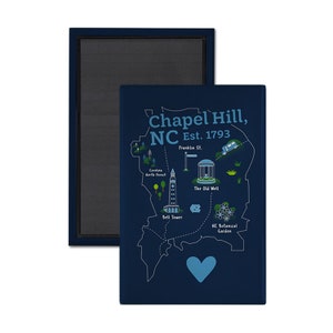 Chapel Hill NC Magnet. UNC Tar Heel Magnet. Chapel Hill Franklin St. University of North Carolina. Chapel Hill Map Art. Chapel Hill Gift