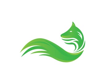 Green fox logo. Abstract fox logo design. Premade fox logo download. Fox illustration. Fox vector file. Fox logo svg. Fox logo download.